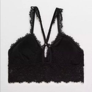 Black - Aerie Eyelash Lace Racerback Bralette